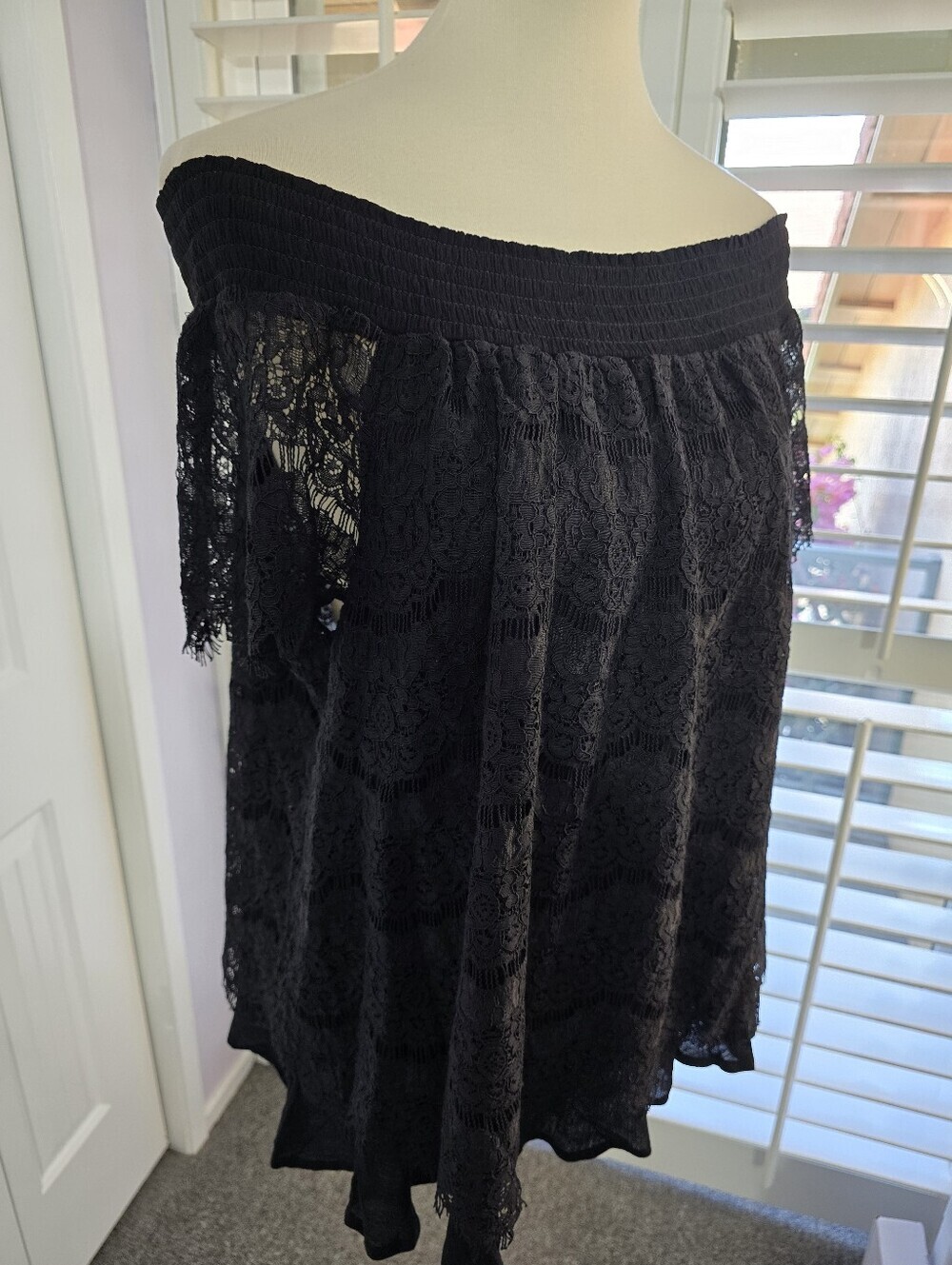 INC International Concepts Womens Short Sleeve Off the Shoulder Lace Blouse